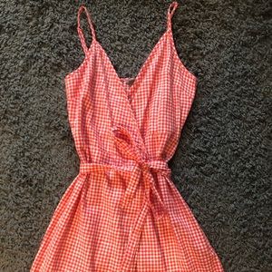 Aerie Red Gingham Wrap Dress